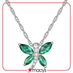 in stock Elegant Silver Dragonfly Jewelry, Elegant Sterling Silver Dragonfly Jewelry, Elegant Butterfly Birthstone Necklaces, Elegant Green Dragonfly Shaped Jewelry, Macy's Silver Gemstone Jewelry, Elegant Butterfly Gemstone Necklace, Elegant Butterfly Birthstone Jewelry, Macy's Birthstone Jewelry Gift, Elegant Green Butterfly Necklace