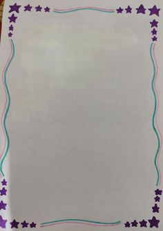 a white paper with purple stars on it