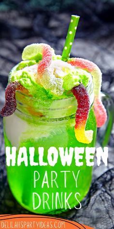 a halloween party drink in a mason jar