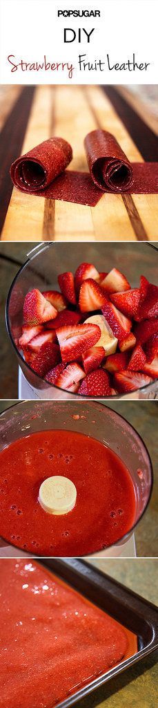 strawberries and other foods are being prepared on a table