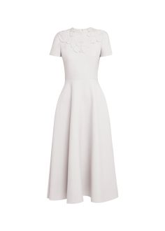 Find VALENTINO Flower Embroidered Midi Dress on Editorialist. Valentino Garavani midi dress features floral embroidered details at the neckline Crew neckline Short sleeves Hem falls below the knee Aline silhouette Back zip closure Virgin wool/silk Made in Italy Embroidered Midi Length Evening Dress, Chic A-line Midi Dress With Floral Embroidery, Elegant Midi Embroidered Floral Dress, Chic Formal Midi Dress With Floral Embroidery, Elegant Floral Embroidered Midi Dress, Elegant Midi-length Embroidered Floral Dress, Formal Floral Applique Midi Dress, Formal Midi Dress With Floral Embroidery, Formal Feminine Midi Dress With Floral Embroidery