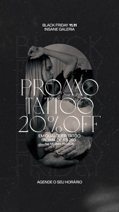 a black and white photo with the words promo tattoo 20 % off