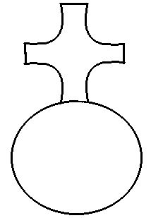 a black and white drawing of a vase with a cross on the top, outline