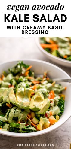 two bowls filled with salad on top of a table