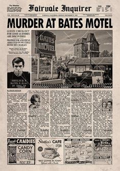 Original Halloween Movie, Movie Newspaper, Helloween Wallpaper, Newspaper Poster, Norman Bates, Bates Motel, Newspaper Print, Halloween Movie