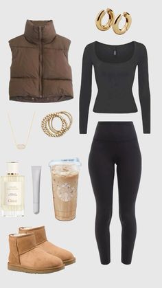 Cute outfit for teen girls including trendy accessories. All Products linked below #trendy#outfitideas#outfits#outfitstyle#fallfashion#winter#winteroutfit#shopthelook#shopping#uggs#jewelry Outfit With Uggs, Look Legging, Stylish Winter Outfits