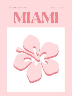 a pink flower with the word miami on it's front cover, and an image of