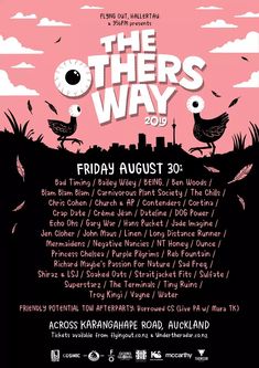 an event poster for the other's way with two birds on top of it