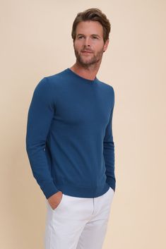 Every gentleman deserves a fine crew neck sweater that exudes refinement and sartorial elegance. This piece will swiftly become your ultimate favourite. Whether worn next-to-skin or layered, it's an immediate game-changer. Crafted from exclusive Tasmanian Merino Wool, it will ignite a newfound confidence in your style. Classic Blue Business Casual Sweater, Classic Crew Neck Workwear Sweater, Classic Blue Sweater For Business Casual, Classic Crew Sweater For Work, Classic Crew Neck Sweater, Classic Crew Neck Sweater For Work, Merino Sweater, Sweater Jumper, Body Size