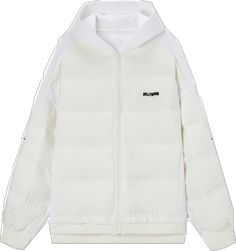 Urban White Hooded Jacket With Double-lined Hood, White Cotton Hooded Jacket For Fall, White Winter Outerwear With Drawstring Hood, Outdoor Cotton Puffer Jacket With Detachable Hood, White Hoodie For Winter, Urban Style Parka With Padded Collar, Urban Style Parka With Padded Collar For Streetwear, Urban Streetwear Parka With Padded Collar, White Hooded Down Parka