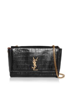 Saint Laurent Kate Reversible Croc Embossed Leather & Suede Shoulder Bag Saint Laurent Sunset Medium Leather Shoulder Bag, Ysl Kate Taupe, Saint Laurent Charlie Bag, Ysl Sunset Bag Medium Crocodile, Saint Laurent Shirt, Weekend In Nyc, Black Brick, Suede Handbags, French Brands