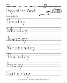 the days of the week worksheet