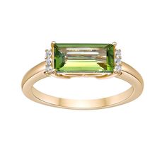 Dazzle and delight with this bright Gemminded 18K Gold Plated Peridot and Lab Created White Sapphire Ring. Click on this JEWELRY & WATCHES GUIDE to learn about fit, styles, materials and more! Dazzle and delight with this bright Gemminded 18K Gold Plated Peridot and Lab Created White Sapphire Ring. Click on this JEWELRY & WATCHES GUIDE to learn about fit, styles, materials and more! FEATURES Ring width: 6 mm Shank style: straight Band fit: flat Metal: sterling silver Plating: 18K gold Finish: po Senior Rings, White Sapphire Ring, Baguette Cut, White Sapphire, Womens Jewelry Rings, Rings Statement, Gold Finish, Sapphire Ring, Statement Rings