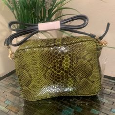 Snake Embossing Adds Attitude To An Attention-Grabbing Green Crossbody Created From Italian Leather. 5.5" H X 7.5" W X 2.5" D; 21" Strap Drop Single Detachable, Adjustable Strap Zip Top Closure Exterior Features Snake Embossing Leather Exterior, Textile Lining Made In Italy Alice Bag, Safari Green, Simple Tote, Clare V, Clare V., Leather Duffle, Green Cream, Red Stripe, Zip Top