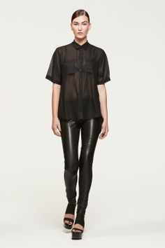 LIFEwithBIRD AW14 Empirical Shirt - Final Edit Trouser Legging Edgy Full-length Leather Pants For Workwear, Zara Edgy Black Leather Pants, Zara Leather Long-sleeve Outerwear, Leather Pants