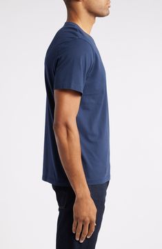 Classic, comfortable and easy to wear, this staple T-shirt looks great on its own and makes an ideal layer when the weather cools. Crewneck Short sleeves 96% cotton, 4% spandex Machine wash, tumble dry Imported Soft-washed Cotton Crew T-shirt, Casual Blue Organic Cotton T-shirt, Basic Relaxed Fit Pima Cotton T-shirt, Everyday Organic Cotton Crew Neck Top, Everyday Organic Cotton Crew Top, Blue Pre-shrunk T-shirt For Everyday, Everyday Crew Cotton Tops, Organic Cotton Crew Neck T-shirt For Everyday, Crew Neck Cotton Tops For Everyday