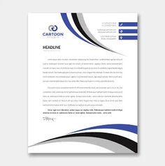 a white and blue business letterhead with an abstract design on the front, side and back