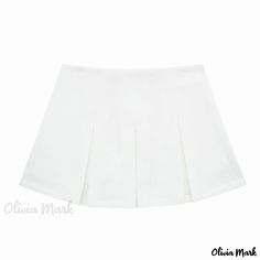 Olivia Mark - High-Waisted Wide Pleated Skirt: A Stunning Fashion Ensemble Short Flared Skirt, Long Flowing Skirts, Vintage Denim Skirt, White Dress Pants, High Waisted Pleated Skirt, Long Sleeve Cocktail Dress, Flowy Design, Trendy Skirts, Half Skirt