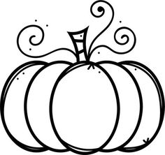 a black and white drawing of a pumpkin with swirls on it's top