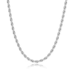 PRICES MAY VARY. SILVER CHIAN FOR MEN NECKLACE - Solid 925 sterling silver clasp, 3mm rope chain crafted with diamond cut, Italian craftsmanship gives this classic silver necklace the most fashionable feel, this classic style silver rope chain is a perfect jewelry for men women to get a fashion look and style. Perfect rope chain for men women jewelry collection. HIGH QUALITY MATERIAL - The chain clasp is made of 925 sterling silver, waterproof, skin friendly, nickel free, and the chain is very s Stainless Steel Rope Chain Necklace, Mens Silver Chain Necklace, Break The Chain, Mens Chain, Necklace Rope, Silver Rope Chain, Casual Necklaces, Silver Chain For Men, Chain For Men