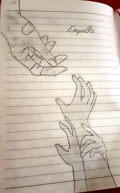 two hands reaching for each other on top of lined paper with writing underneath them that says impatis