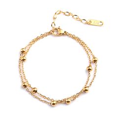 Material: Titanium Steel Fashion Element: Round Style: Cold Wind Schmuck Gold, Stainless Bracelet, Beaded Heart, Bracelet Rose Gold, Gifts For Your Sister, Wrist Wear, Simple Bracelets, Crystal Beads Bracelet, Figaro Chain