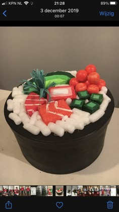 a cake made to look like vegetables and fruits