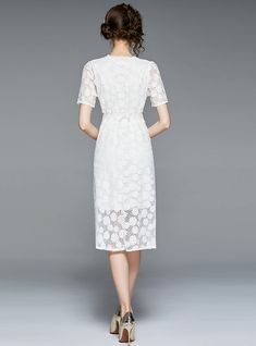 Name of fabric: laceLength: Middle skirtSkirt: big swingType: v-neckSleeve type: regular sleeveSleeve length: short sleevesType: high waistPlacket: pulloverColor: apricotSizes: M,L,XL,2XL Casual Short Sleeve Lace Dress, Casual Lace Midi Dress With Short Sleeves, Chic Midi Dress With Lace Short Sleeves, Middle Skirt, Short Sleeve Long Dress, Sleeve Long Dress, Dress Name, Short Lace Dress, Lace Short