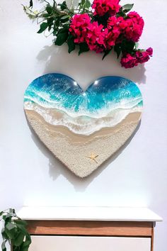 Epoxy resin sea scene "In LOVE with the Sea", made of highest quality epoxy resin and pigments and real coral sand to ensure the superb finish. Ideal Valentine's gift or for someone who loves the sea 💙 If you would like a custom size, just send me a message to discuss.  A few notes regarding caring for your resin wall art:   - please avoid direct UV light - avoid any harsh handling as resin can easily scratch!  The painting comes with a wall fixing for your convenience.  Thank you for visiting Ocean Resin Art, Resin Sea, Sea Accessories, Resin Beach, Love With, Wall Art Ocean, Ocean Resin, Waves Ocean, Resin Wall Art