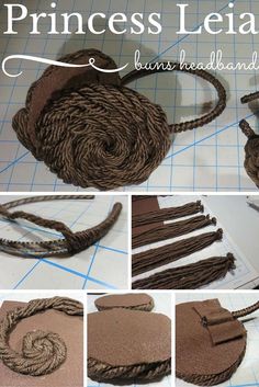 the instructions for how to make a princess's headband with rope and leather