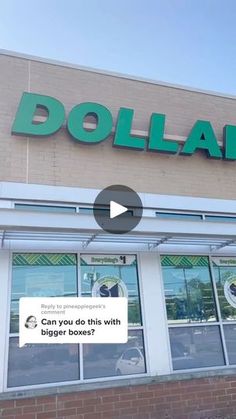 the front of a dollar store with an ad on it