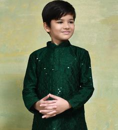 Pls Check The Size Chart before placing the Order  Kids Indo-western Sherwani And Dhoti In Blue  * Style - Kids Indo-western Sherwani * Fabric - Premium Silk Blend * Color - Yellow/Green/Beige * Work Type - Embroidered , Mandarin Collar, Straight Cut Style * Bottom - Paired with Matching Silk Pant Sherwani For Boys, Kids Sherwani, Green Sherwani, Boys Sherwani, Boys Party Wear, Kids Kurta Pajama, Kids Dress Boys, Kids Kurta, Silk Pant