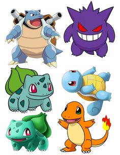 four different types of pokemon characters