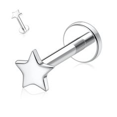 PRICES MAY VARY. ✿Materials:Made of quality G23 Titanium.Hypoallergenic and nickel free,suitable for sensitive body.Better than Surgical Steel. ✿Gauge: 16G(1.2mm); Barbell Length: 5/16"(8mm);Five-Pointed Star Size:4mm.Perfect Size For Women And Mens As Daily Piercings. ✿Internally threaded.Comfortable to wear and easy to insert, durable barbells helix piercing can be screwed at the front and back. ✿Perfect addition to the following piercings:Lip, Medusa, Monroe, Cartilage, Helix, Forward Helix, Labret Jewelry, Lip Jewelry, Lip Stud, Cartilage Earrings Stud, Tragus Stud, Labret Piercing, Cartilage Stud, Labret Studs, Body Jewelry Piercing