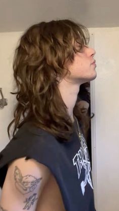 Men’s Long Hair Mullet, Mens Long Mullet Hairstyle, Messy Hair Medium Length, Curly Hairstyles Shag, 70’s Hair Men, Mens Hairstyles Long Wavy, 80s Mens Hair Long, Men With Long Hair And Bangs, Layered Shaggy Long Hair