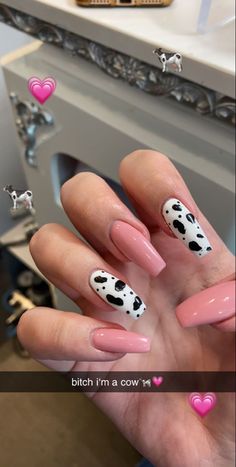 Cow Nails, Simple Acrylic Nails, Short Acrylic Nails Designs, Acrylic Nails Coffin, Fire Nails