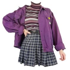 80s Purple Outfit, Purple Academia Aesthetic Outfit, Grey And Purple Outfits, Purple Preppy Outfits, Purple Academia Outfit, Purple And Grey Outfit, Purple Aesthetic Outfits, Purple Clothes Aesthetic, Purple Aesthetic Outfit