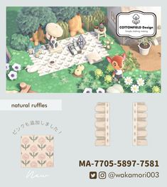 an advertisement for a natural ruffles store with animals and flowers on the ground