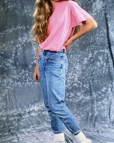 80s Footloose Outfits, 1986 Womens Fashion, 1980s Fashion Women Outfits Casual, Everyday 80s Outfit, 1985 Womens Fashion, 80s Dungarees Outfit, 80s Denim Outfit Women, 80s Female Fashion Retro, 80s Orange Outfit