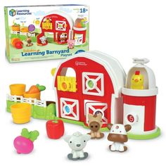 learning barnyard playset with farm animals and toys for toddlers to play with