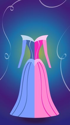 an illustration of a woman's dress on a blue and pink background