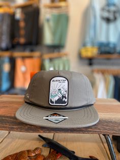 Our Blacktop Cowboy in patch form stitched on a lightweight cotton hat in surplus. Adjustable fit with slider in back! Patch Hat, Cotton Hat, Surf Shop, Shoe Box, Sliders, Fashion Branding, Cowboy, Hats