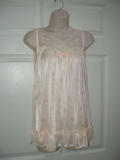 Women's Size Small Pretty Vintage Babydoll Nightgown Light Pink Lace Trim | eBay White Lace Sleepwear For Home, Sheer Cream Nightgown For Sleep, Cream Sheer Nightgown For Sleep, Cream Lace Sleepwear For Bedtime, Sleeveless Lace Nightgown For Home, Cream Sleeveless Nightgown, Cream Sleeveless Sheer Sleepwear, Sleeveless Cream Sleepwear For Loungewear, Sleeveless Cream Loungewear Sleepwear