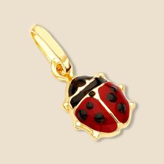 🐞 Bring Good Luck with Our 14K Real Gold Ladybird Charm 🐞  This adorable 14K Real Gold Ladybird Charm, featuring a vibrant red enamel finish, is the perfect symbol of good fortune and charm. Crafted with intricate detail, the ladybug design adds a playful and lucky touch to any jewelry collection. Lightweight and dainty, it's ideal for everyday wear or as a thoughtful gift for someone special. Product Details: 🔶 Metal: Genuine 14k Yellow Gold (Properly Stamped, "14K") 🎨 Enamel: Red enamel coating for a vibrant and durable finish 📏 Size: Height: 12 mm Width: 8 mm ⚖️ Approximate Weight: 0.50 Gr. ✨ Condition: Brand New 🏅 Authenticity: Guaranteed 14k Real Gold and "14k" Stamped 🔄 Return Policy: "No Questions Asked" Return Policy for Hassle-Free Returns Key Features: 🐞 Charming Ladybird Red Round Jewelry With Black Enamel, Yellow Gold Enamel Charms For Gift, Red Enamel Jewelry With Charms, Ladybug Design, The Ladybug, Good Fortune, Lady Bug, Vibrant Red, Real Gold