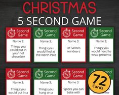 christmas 5 - second game cards with the names and numbers