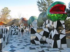 a group of colorful sculptures sitting next to each other