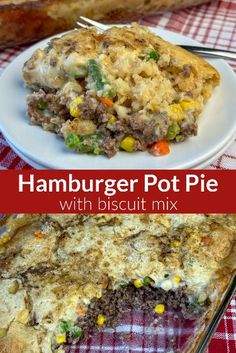 hamburger pot pie with biscuit mix on a plate