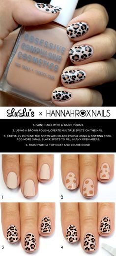 13 Pre-Fall Nail Art Design Tutorials - GleamItUp Leopard Print Nails Tutorial, Print Nail Art, Fall Nail Art Designs, Animal Print Nails