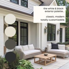 the white and black exterior palette is classic modern, totally customizable for your home