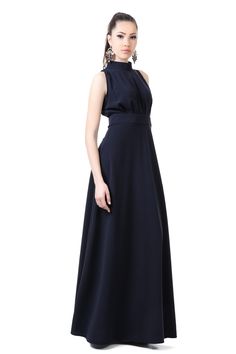 "Elevate your presence with our luxury designer dark blue sleeveless maxi dress, featuring a timeless turtleneck. This dress is a masterpiece of style and sophistication, designed to make a lasting impression at upscale events, galas, or any special occasion where you want to exude charm and grace. Features: 🌟 Exquisite Dark Blue Hue: The exquisite dark blue color of this dress exudes luxury and versatility, ensuring you capture attention with an air of refined charm. 💃 Maxi Length: The maxi l Dark Blue Long Dress, Dark Blue Maxi Dress, Wedding Guest Dress Formal, Maid Of Honor Dress, Summer Wedding Guest Dress, Regal Elegance, Dress Dark Blue, Dress High Neck, Summer Wedding Guest